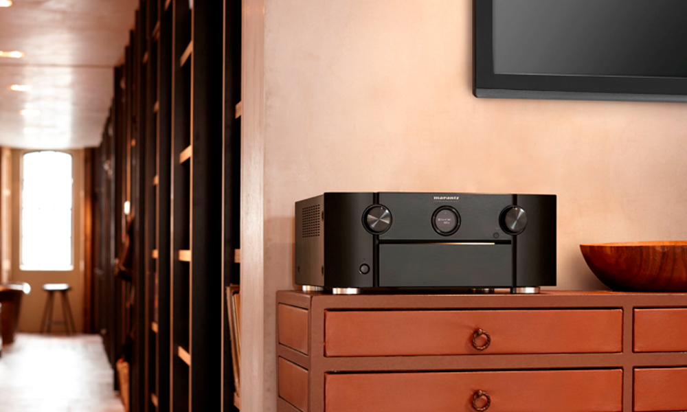 custom home installation, home theater, speakers, smart home, high definition audio, multi room audio, marantz, wood dresser, wireless speakers