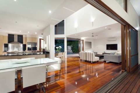 A beautiful home with an LED lighting system.
